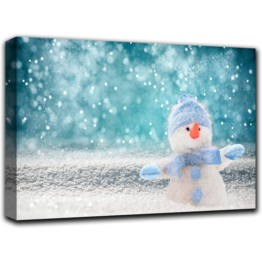 5 Piece Snowman Winter Scene Panels Canvas Set