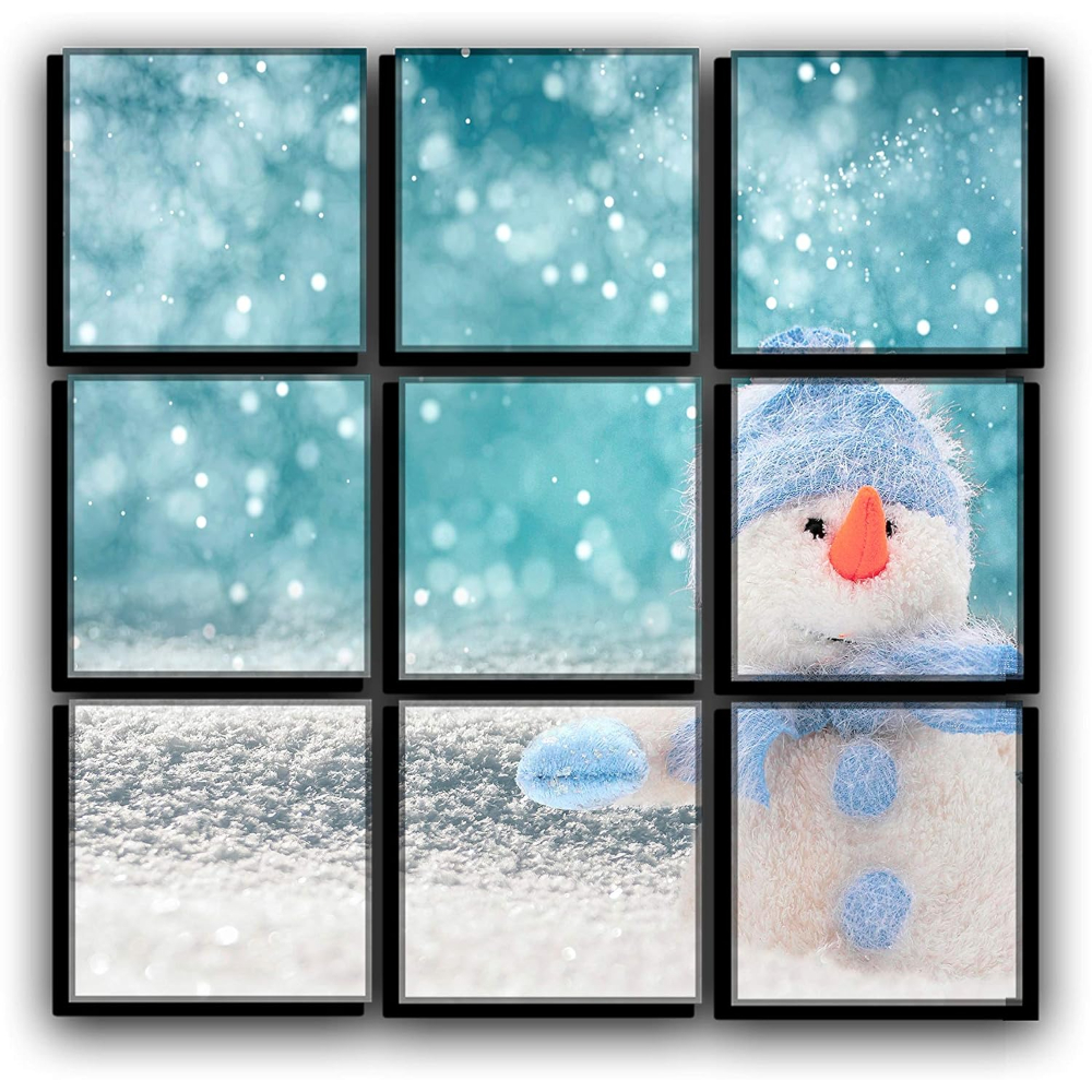 5 Piece Snowman Winter Scene Panels Canvas Set