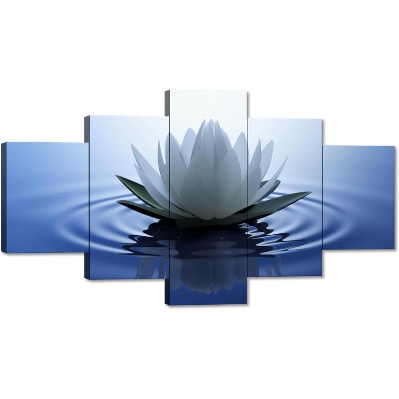 5 Pieces Canvas Printed Lotus Flower Wall Art-Original Frame