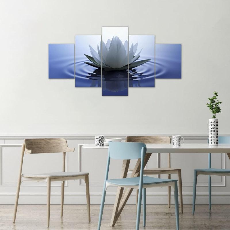 5 Pieces Canvas Printed Lotus Flower Wall Art-Original Frame