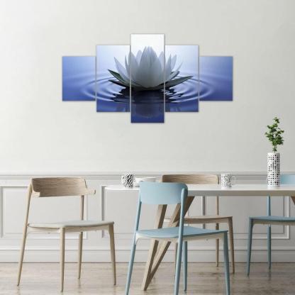 5 Pieces Canvas Printed Lotus Flower Wall Art-Original Frame