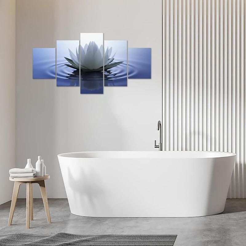5 Pieces Canvas Printed Lotus Flower Wall Art-Original Frame