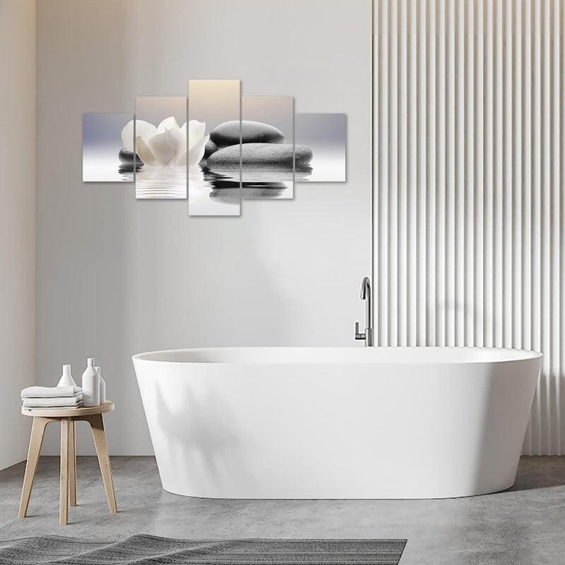 5 Pieces Canvas Printed Lotus Flower Wall Art-Original Frame