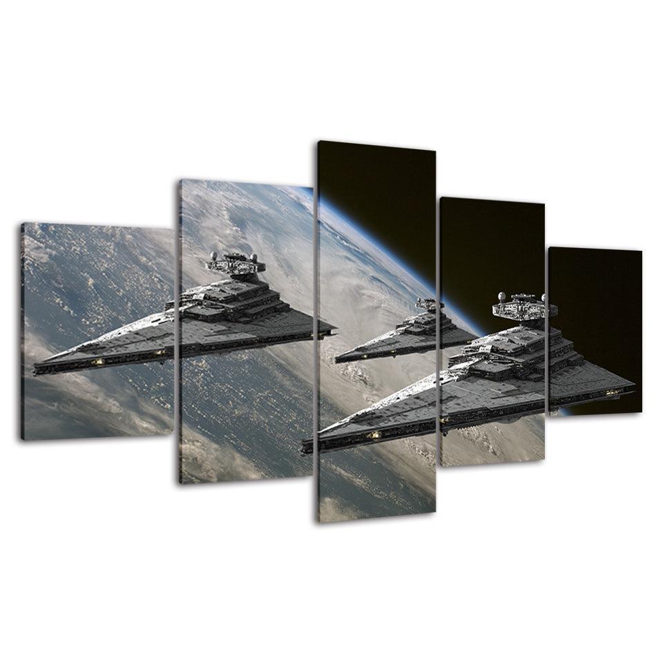 Space Ship 5 Piece HD Multi Panel Canvas Wall Art Frame-Original Frame