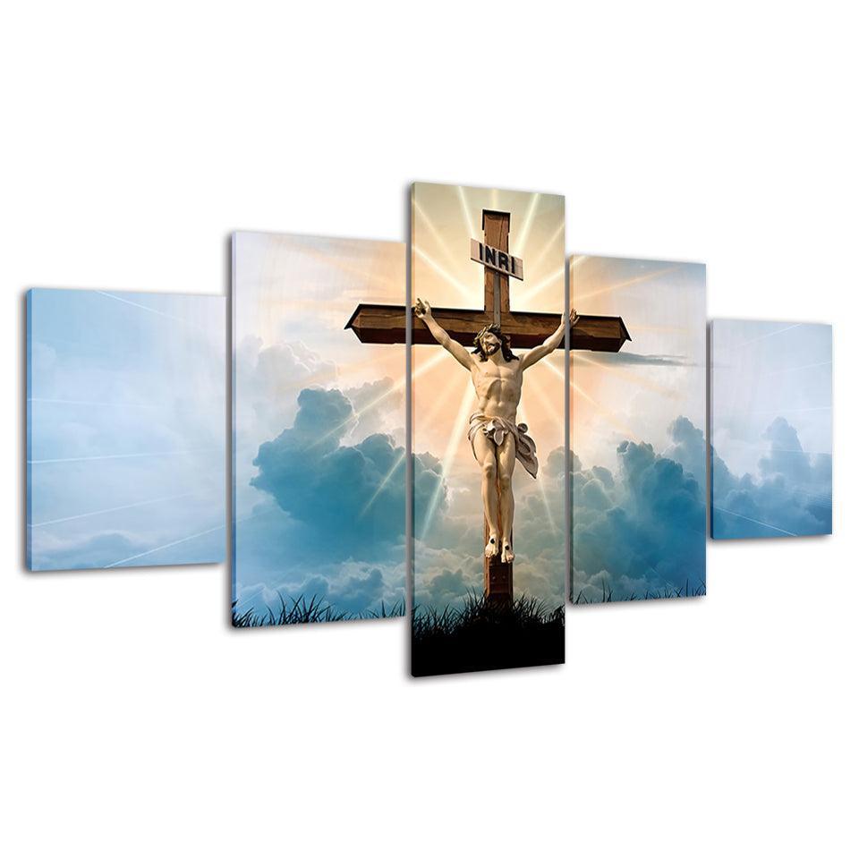 On The Cross 5 Piece HD Multi Panel Canvas Wall Art Frame-Original Frame