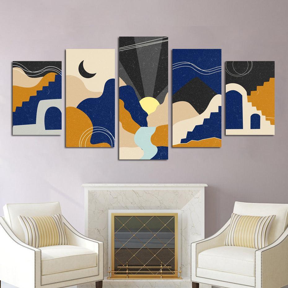 Beautiful Midnight Art 5 Piece HD Multi Panel Canvas Wall Art Frame-Original Frame