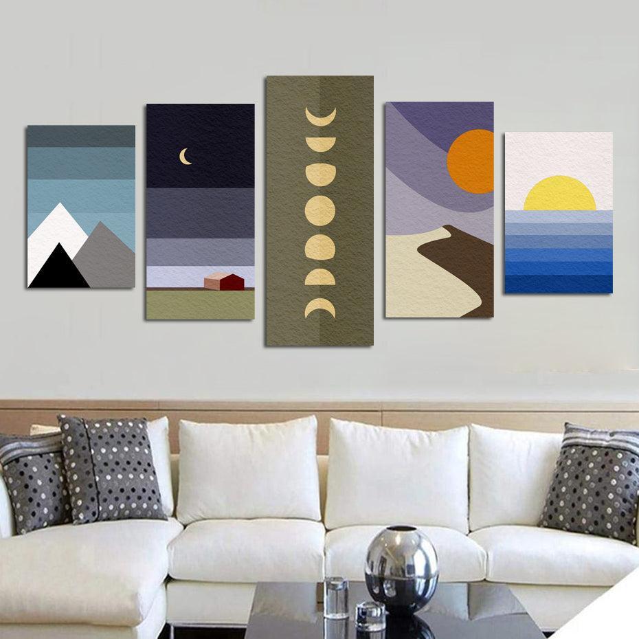 Abstract Sky Digital Art 5 Piece HD Multi Panel Canvas Wall Art Frame-Original Frame