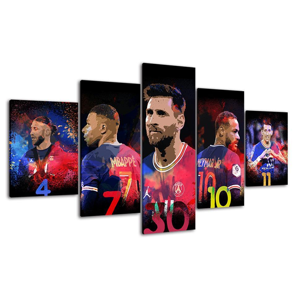 Paris Saint Germain Soccer 5 Piece HD Multi Panel Canvas Wall Art Frame-Original Frame