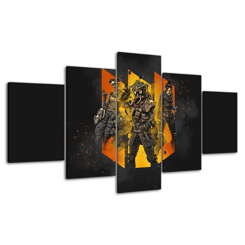 Apex Legends 5 Piece Matt Black 3D Panel Canvas Wall Art Frame-Original Frame