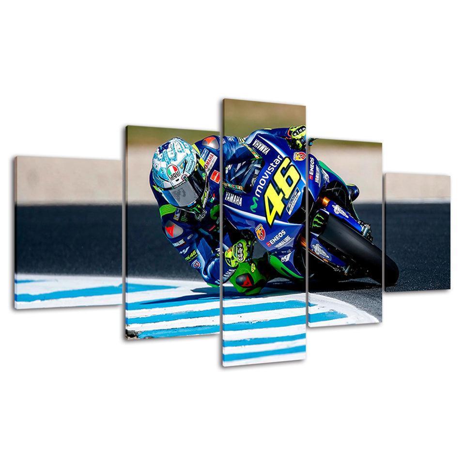 Motorcycle Race 5 Piece HD Multi Panel Canvas Wall Art Frame-Original Frame