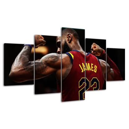 22 Lebron James 5 Piece HD Multi Panel Canvas Wall Art Frame-Original Frame