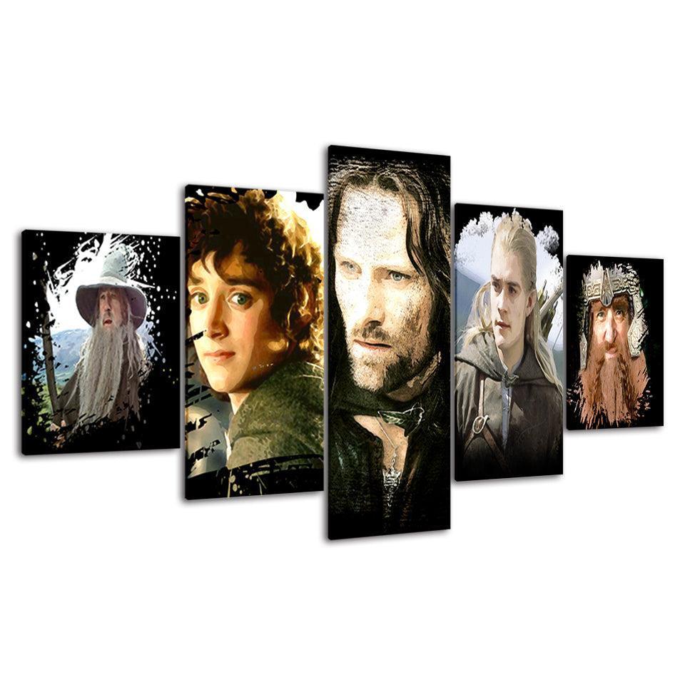 Lord Of The Rings 5 Piece HD Multi Panel Canvas Wall Art Frame-Original Frame