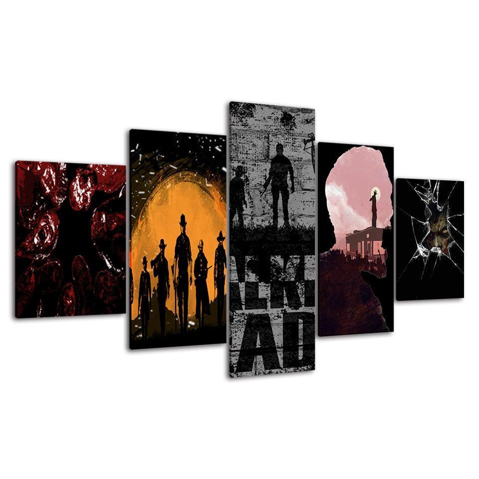 Walking Dead 5 Piece HD Multi Panel Canvas Wall Art Frame-Original Frame