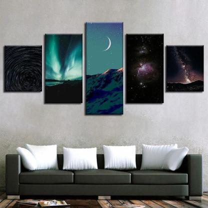 Milky Way Galaxy 5 Piece HD Multi Panel Canvas Wall Art Frame-Original Frame