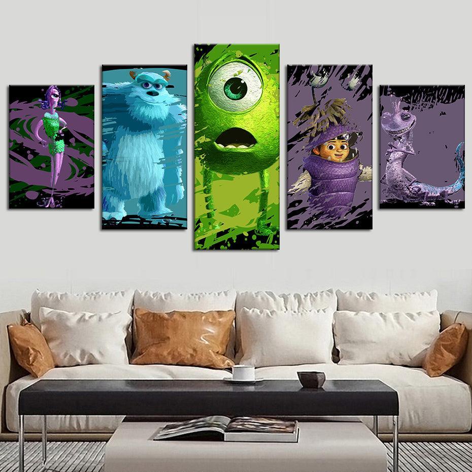 Monsters Inc. 5 Piece HD Multi Panel Canvas Wall Art Frame-Original Frame