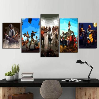 PUBG Game 5 Piece HD Multi Panel Canvas Wall Art-Original Frame