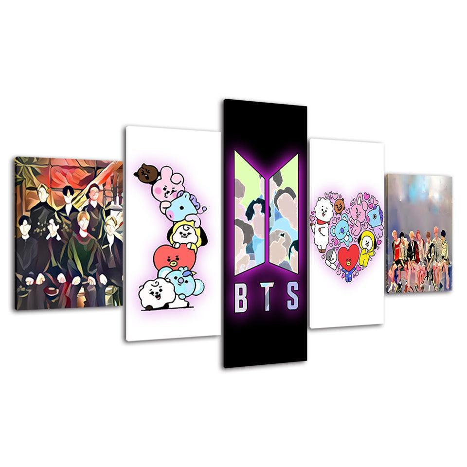 BTS 5 Piece HD Multi Panel Canvas Wall Art Frame-Original Frame