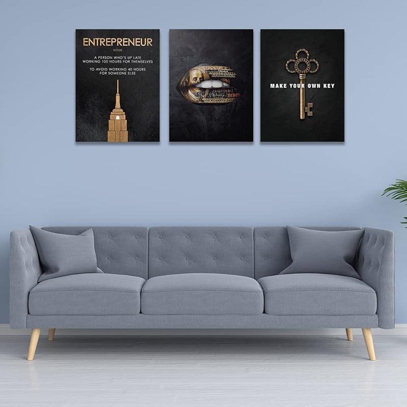 Inspirational Wall Art Canvas Set For Motivation And Success-Original Frame