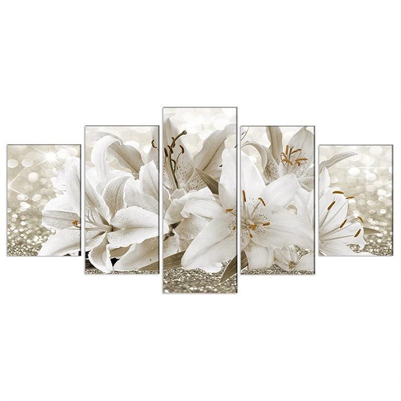 Orchid Flowers Canvas Print Abstract Floral Artwork-Original Frame