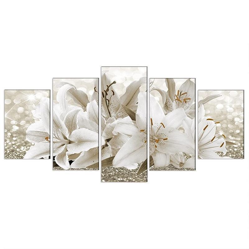 Orchid Flowers Canvas Print Abstract Floral Artwork-Original Frame