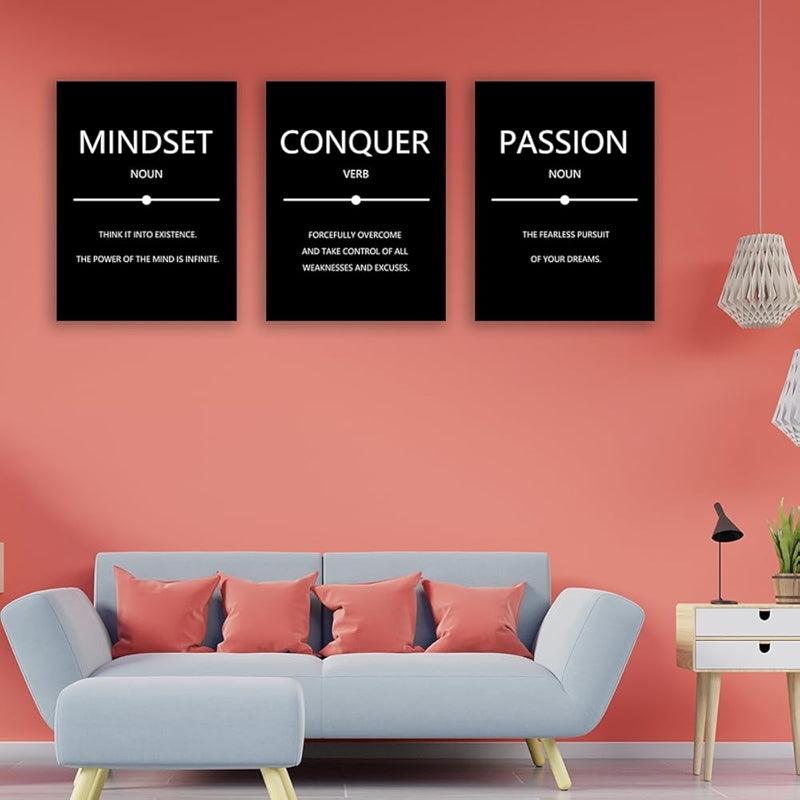 Inspirational Wall Art Canvas Set For Motivation And Success-Original Frame