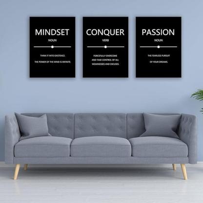 Inspirational Wall Art Canvas Set For Motivation And Success-Original Frame