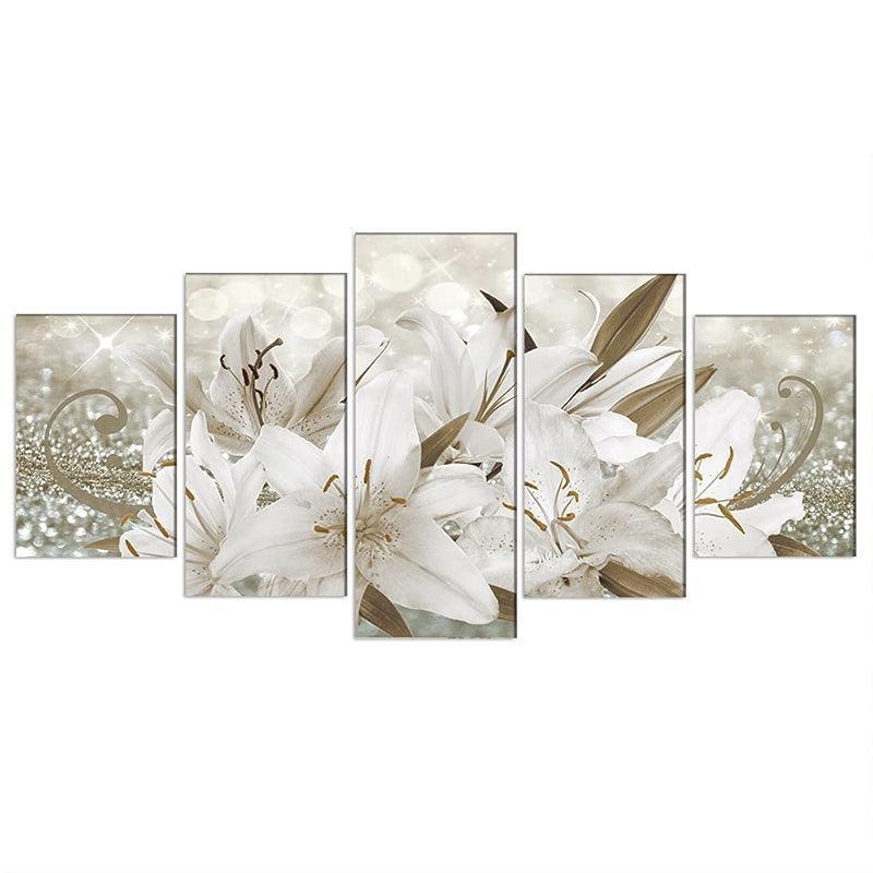 Orchid Flowers Canvas Print Abstract Floral Artwork-Original Frame