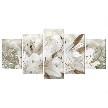 Orchid Flowers Canvas Print Abstract Floral Artwork-Original Frame