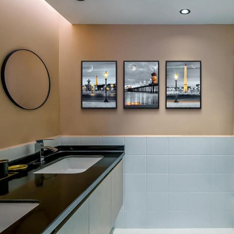 Farmhouse Canvas Wall Art Aurora Scenery Painting Set Of Three-Original Frame