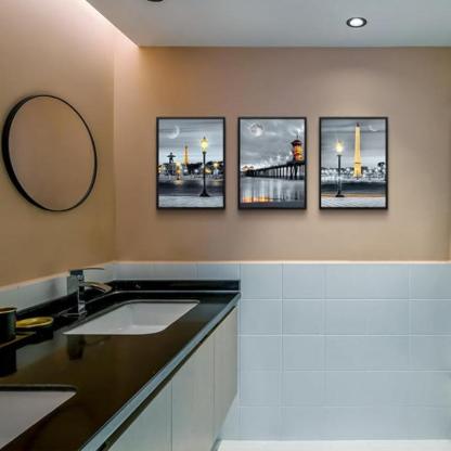 Farmhouse Canvas Wall Art Aurora Scenery Painting Set Of Three-Original Frame