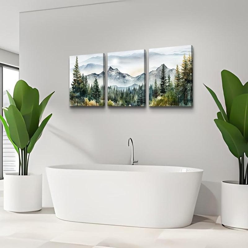 Abstract Mountain Forest Landscapes Canvas Wall Art Set-Original Frame