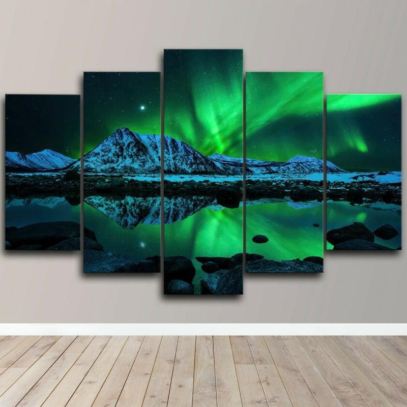 5Pcs Aurora Northern Lights Home Decor Canvas Wall Art-Original Frame