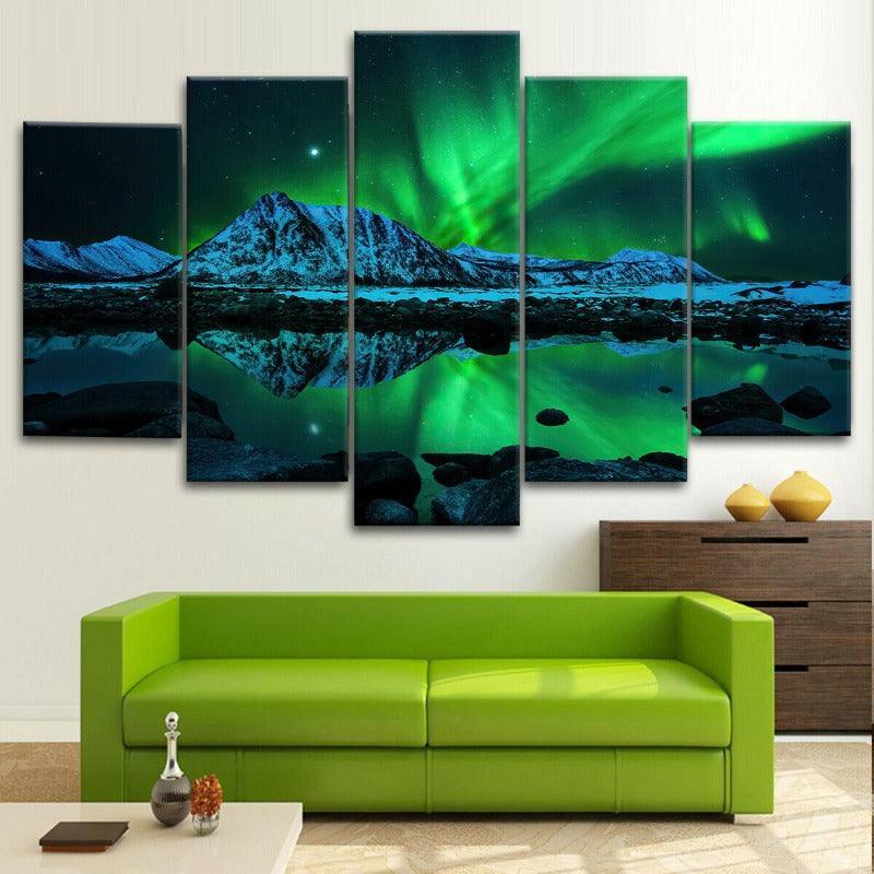 5Pcs Aurora Northern Lights Home Decor Canvas Wall Art-Original Frame