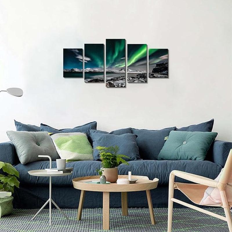 5 Piece Abstract Beach Canvas Wall Art Landscape Art Set-Original Frame