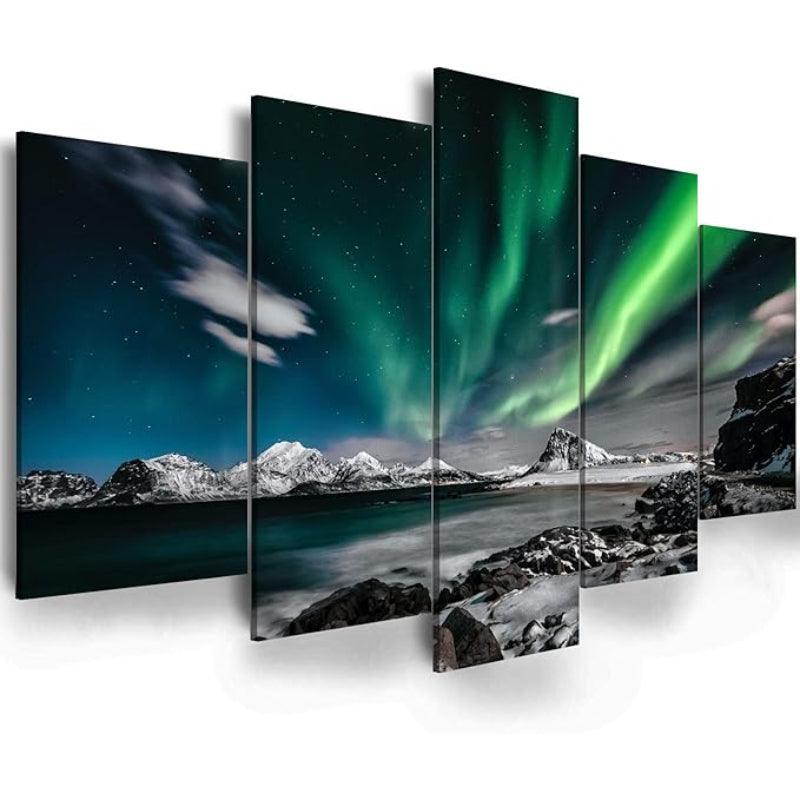 5 Piece Abstract Beach Canvas Wall Art Landscape Art Set-Original Frame
