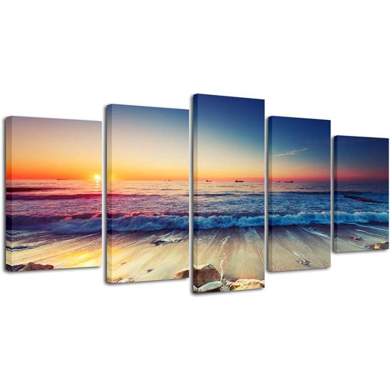 5 Pieces Ocean Seascape Canvas Prints Wall Art-Original Frame