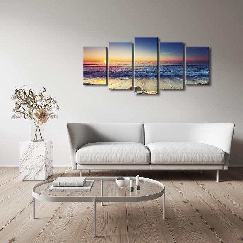 5 Pieces Ocean Seascape Canvas Prints Wall Art-Original Frame
