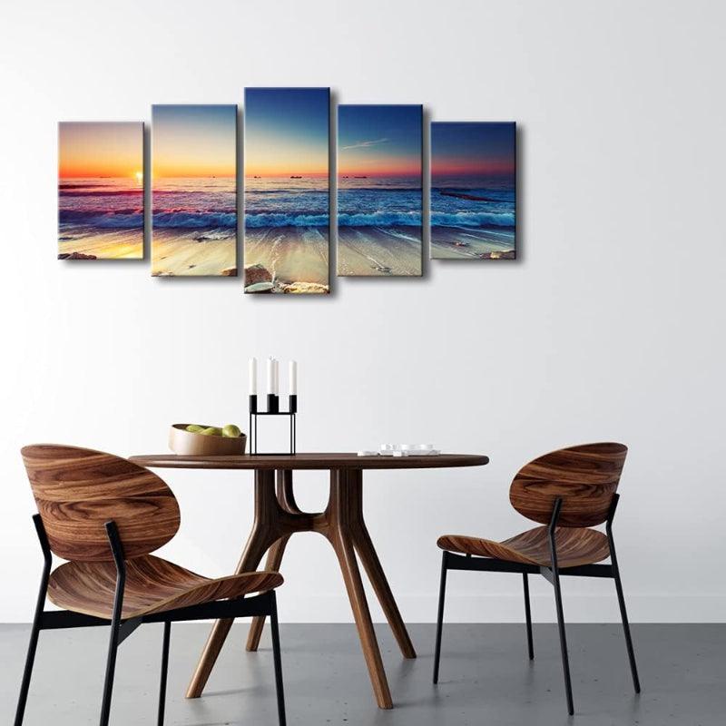 5 Pieces Ocean Seascape Canvas Prints Wall Art-Original Frame