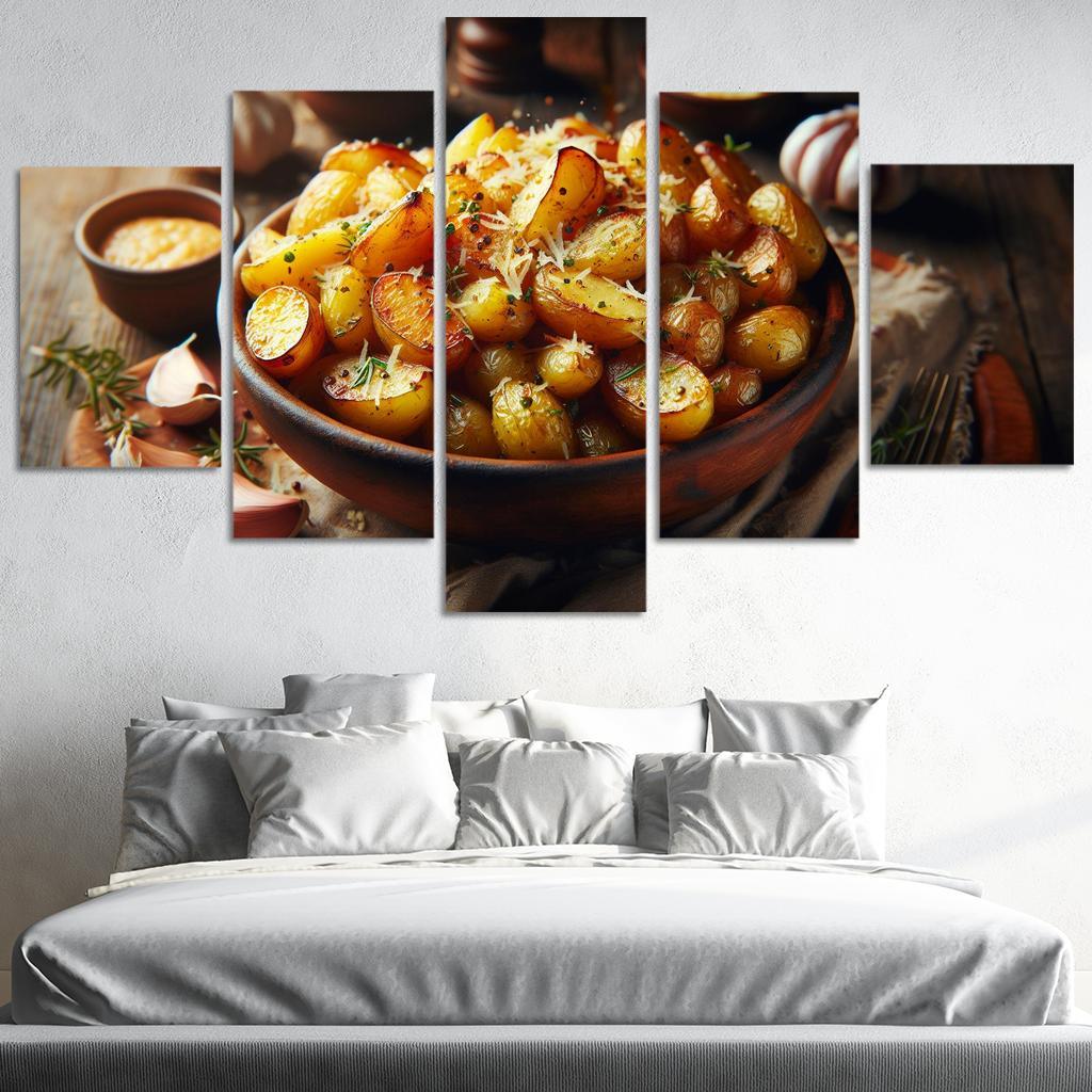 Herbed Garlic Parmesan Roasted Potatoes 5 Piece HD Canvas Wall Art-Original Frame