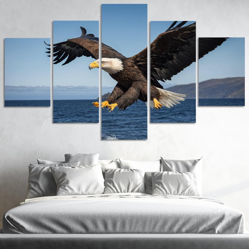 The Majestic Steller's Sea Eagle By The Sea Framed Paintings