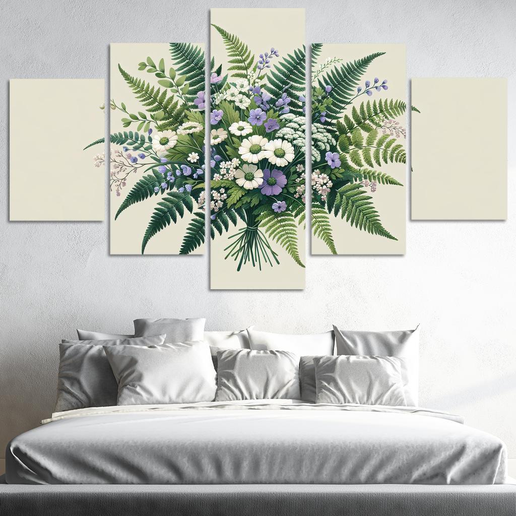 Enchanted Forest Blooms A Woodland Bouquet 5 Piece HD Canvas Wall Art-Original Frame