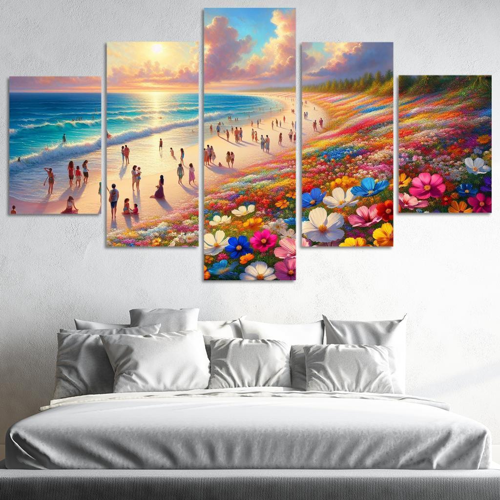 Wildflower Beach Natural Flora Haven Oil Paintings Frame