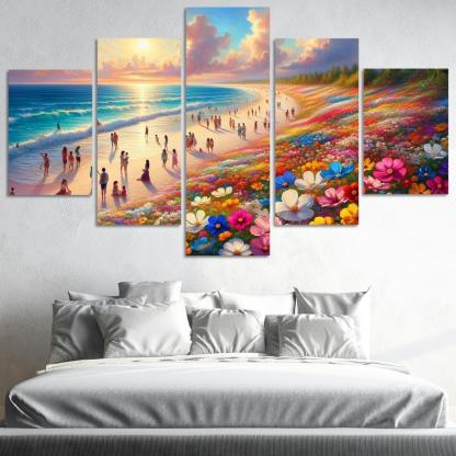 Wildflower Beach Natural Flora Haven Oil Paintings Frame