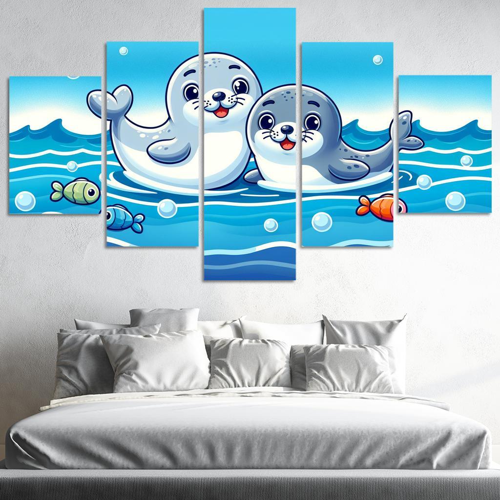 Silly Seals - Ocean Companions Framed Paintings