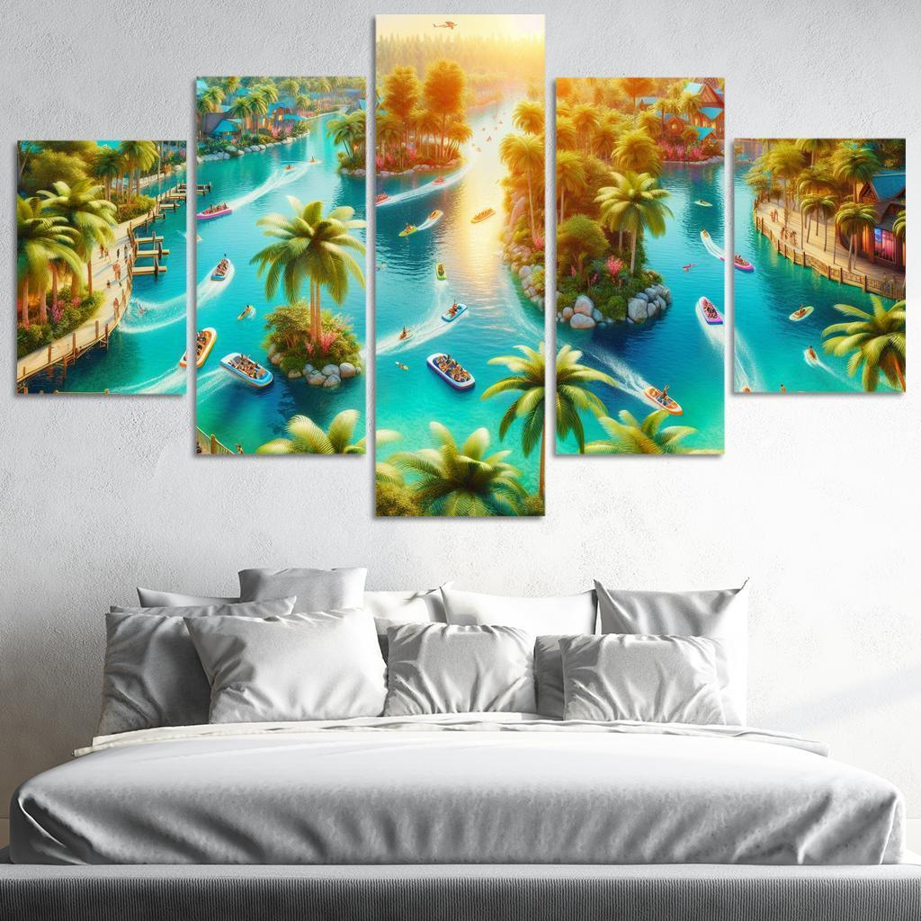Adventure Lagoon Watersports Paradise Canvas Paintings Frame