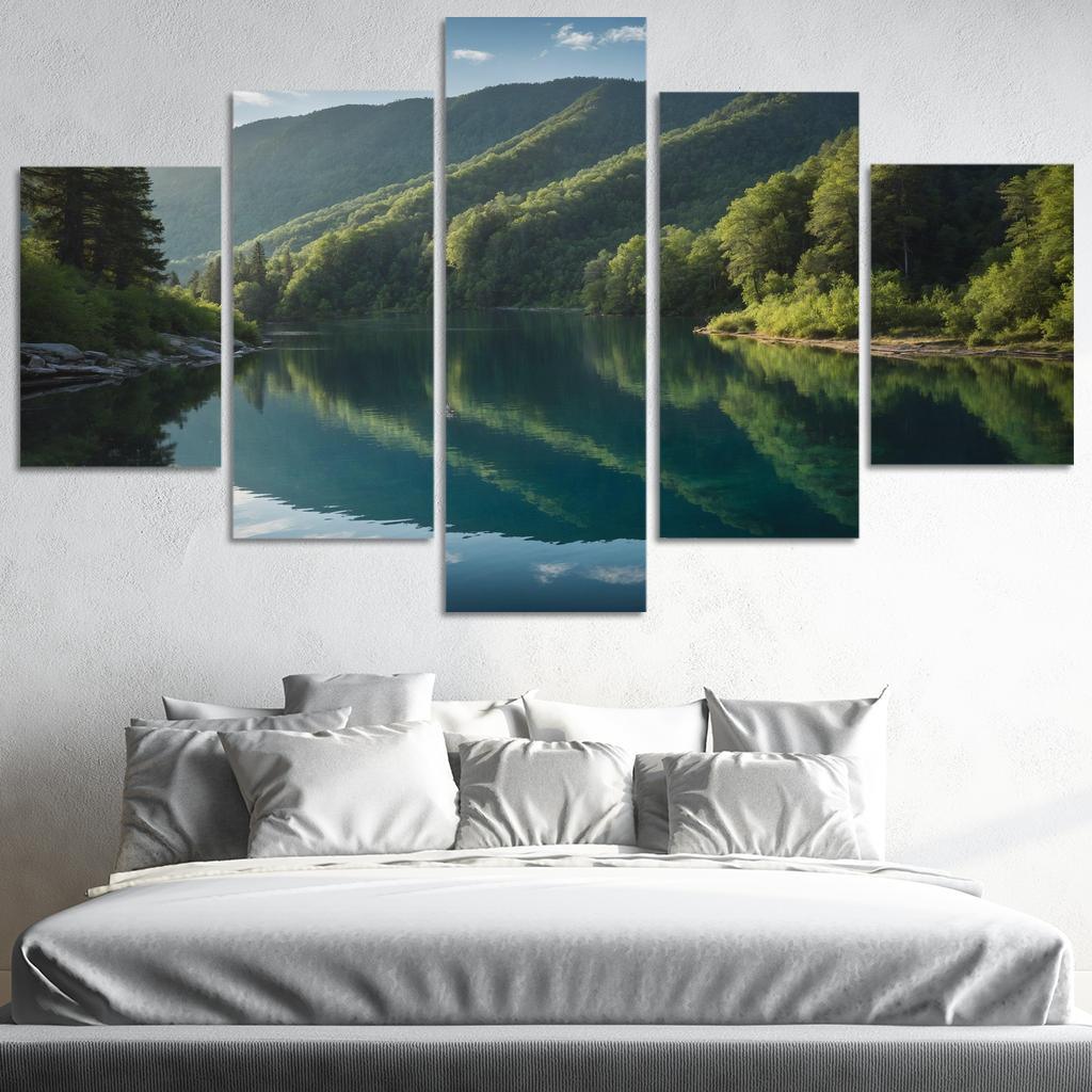 The Mesmerizing View Of Crystal Blue Lakes Oil Paintings Frame