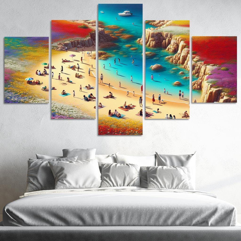 Coastal Wildflower Beach Modern Paintings Frame