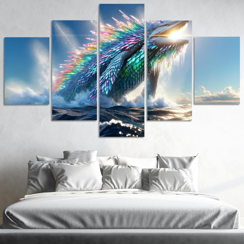 The Crystal Leviathan 5 Piece HD Canvas Wall Art-Original Frame