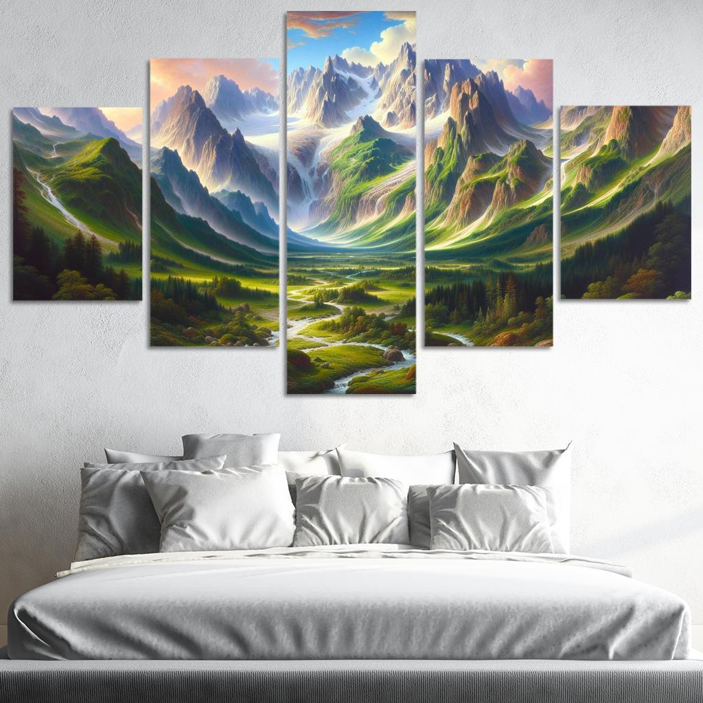 Mountain Melody 5 Piece HD Canvas Wall Art-Original Frame