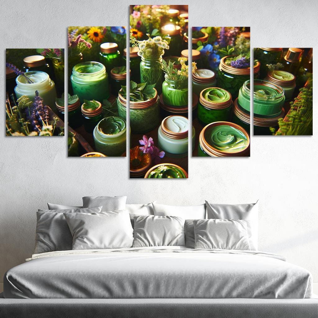Nature-Inspired Beauty Botanical Ingredients 5 Piece HD Canvas Wall Art-Original Frame